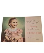 Postcard Sunday School Little Girl Why So Happy Why So Gay 1947 Unposted - £13.28 GBP