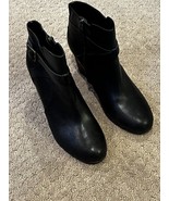 Cole Haan Womens 9B Cassidy Black Leather Ankle Boots Stacked  Heels Pre... - $33.65