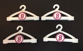 Vintage Barbie Doll Snap &amp; Store Clothes Hangers White &amp; Pink 1992 Lot of 4 - £4.77 GBP