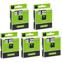 5-Pack Dymo D1 Label Tape 45013 1/2 Inch Black On White A45013 Tape Comp... - £20.43 GBP