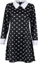 Girl&#39;s Addams Family Wednesday Outfit Cosplay Black Skull Dress - Size: XL - £13.14 GBP
