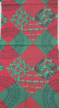 Fabric Red Rooster Christmas Red &amp; Green 5&quot; Blocks Mock Crazy Quilt Design $2.00 - $2.00