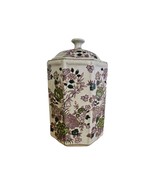 Vintage Chinese Hand Painted Porcelain Octagon Jar w/Lid Floral Pattern ... - £39.51 GBP