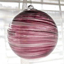 Hanging Glass Ball 4&quot; Diameter Purple w/ White Swirls Friendship Ball (1... - $16.83
