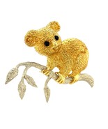 Cellino 18k Two Tone Gold Koala Brooch with Onyx Accents Vintage - $9,180.17 CAD