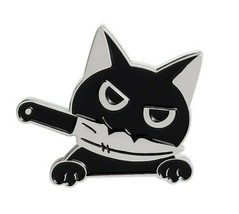Black Cat Pin Badge Ninja Brooch Psycho Cat Enamel Lapel Pins Knife Cott... - £3.32 GBP