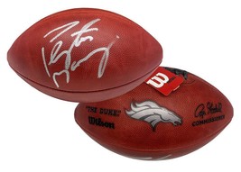 Peyton Manning Autographed Duke Metallic Broncos Logo Football Fanatics - £644.48 GBP