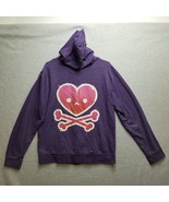 Pirate Heart Hoodie L Purple Delta Fleece Cross Bones - £15.89 GBP