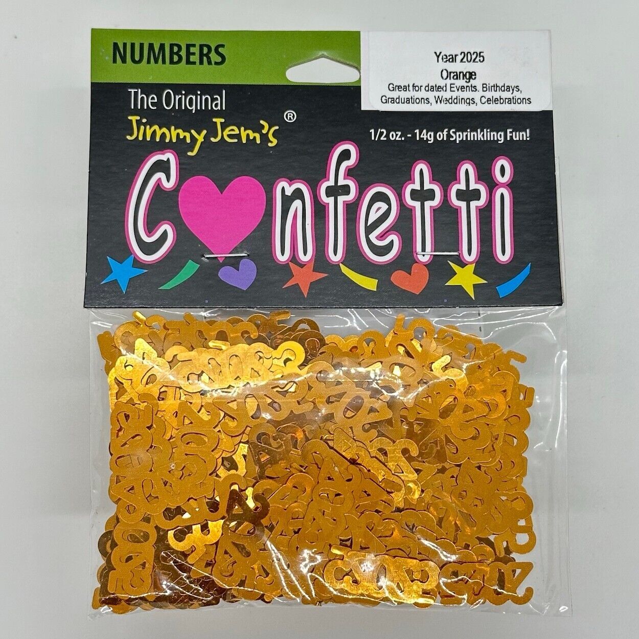 Confetti Year Number 2025 Orange Half Oz Bag