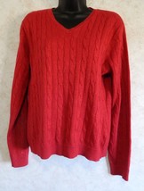 Croft &amp; Barrow Ladies Lt Wt Cable Knit Red Sweater with Sparkles Size Large   - £14.87 GBP