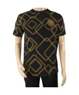 Mens PLATINI Sports Shirt With Rhine Stones Medallion Chain STT7626 Blac... - $56.30 CAD