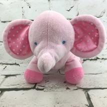Babies R Us Pink Elephant Plush White Polka Dots Satin Ears 9&quot; Soft Toy  - £7.77 GBP
