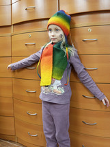 Kid&#39;s Hat Scarf Set Handmade In Europe Merino Wool Unisex Holiday Gifts Ideas - £60.84 GBP