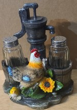 Rooster Chicken Sunflower Farm Pump Up The Spice Salt &amp; Pepper Shaker Set - £24.21 GBP
