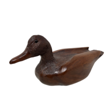 VTG Wooden Duck Decoy 11.5&quot; Duck Carved Glass Eyes Engraved JP Frimmer 1... - $123.74