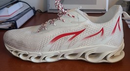 Men&#39;s Shoes Sz. 11.5 M White With Red Flames Design Lace-Up Sneakers. - $44.22