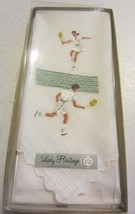 Vintage Man /women playing tennis handkerchief - NIP - £37.92 GBP