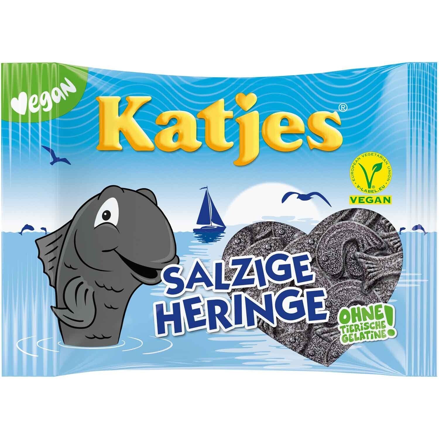 Katjes SALTY HERRINGS salted licorice gummy bears VEGAN- 175g -FREE SHIP