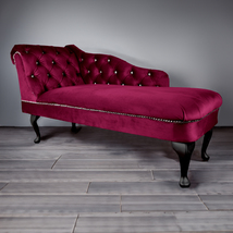 Regent Handmade Tufted Fuchsia Pink Velvet Chaise Longue Bedroom Accent Chair - £255.73 GBP