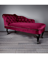 Regent Handmade Tufted Fuchsia Pink Velvet Chaise Longue Bedroom Accent ... - £255.03 GBP
