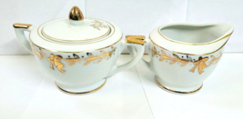 Lefton 50th Anniversary Creamer &amp; Sugar Bowl Fine Porcelain Vintage Set - £11.90 GBP