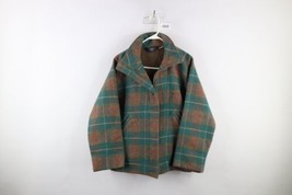 Vintage 90s Woolrich Womens Medium Distressed Wool Rainbow Plaid Jacket USA - £78.65 GBP