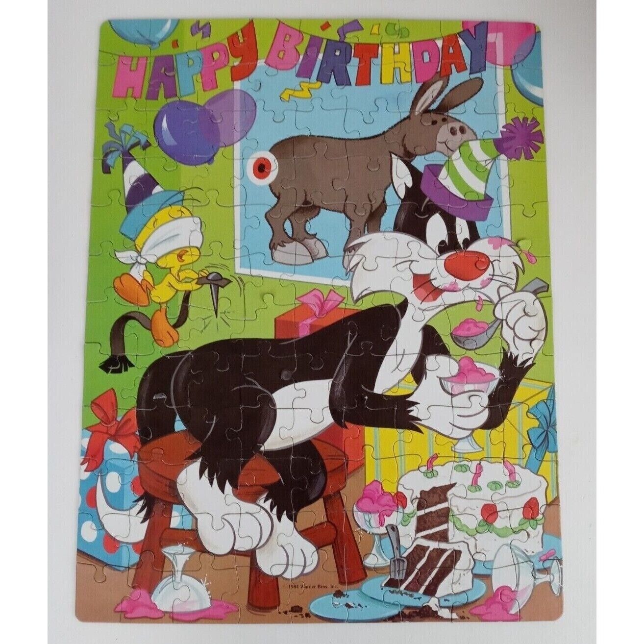 Vintage 1984 Golden Sylvester &amp; Tweety 100 Piece Puzzle 100% Complete #4... - $14.54