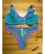 Victoria’s Secret Tease Unlined Demi Bra Teal Mesh w/ Lace Trim 38D/L Th... - $38.60