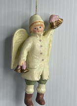 Christmas Ornament Vintage Victorian Angel Boy 5 Bells Porcelain Winter - £9.45 GBP