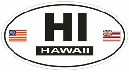 HI Hawaii Oval Bumper Sticker or Helmet Sticker D803 Euro Oval with Flags - £1.03 GBP+