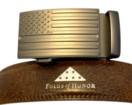 Folds Of Honor Belt w/ American Flag Buckle Ratchet Gun Metal Gray Patri... - $33.72
