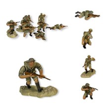 Vintage 2003 Unimax Toys WWII British Desert Infantry 9 Fig Lot + 4 Base... - $34.83