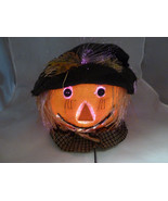 Fiber Optic Pumpkin Jack O Lantern Scarecrow Light Up Halloween Fall Decor  - £24.17 GBP