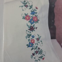 Floral Pillowcase Embroidery Kit Bucilla Pair Set Stamped 64088 2 AVAIL Vtg NOS - £14.23 GBP
