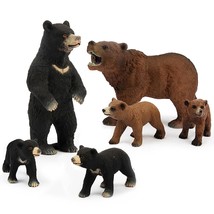 6Pcs Bear Animal Figures, Realistic Forest Animal Bear Family Figures Toy Set In - £22.42 GBP