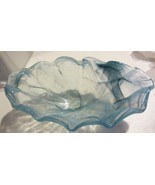 Murano Art Glass Aqua Clear  Ruffled Edge Bowl - £37.09 GBP