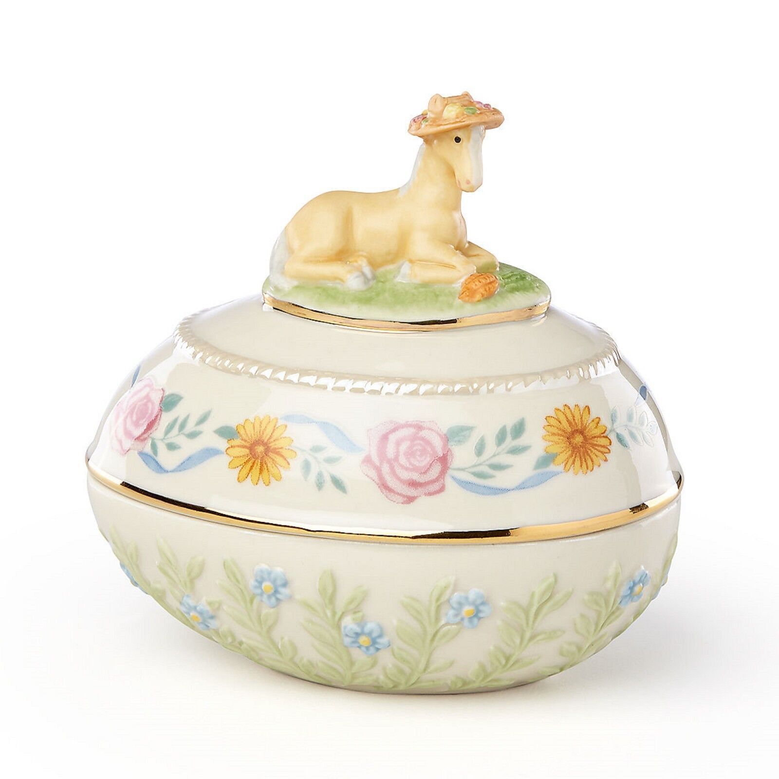 Primary image for Lenox Pony Easter Egg Trinket Box Figurine Springtime Horse Palomino 2018 NEW