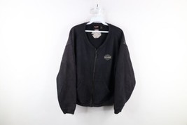 Vintage Harley Davidson Womens Large Distressed Full Zip Sweatshirt Jacket Black - £39.52 GBP