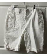 Chicos Roll Tab Shorts Womens Size 12 Cotton White Breathable Bermuda Beach - £11.06 GBP