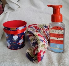 July Fourth Dishcloth &amp; Hand Soap Pail Gift set - Gnomes Pail - $12.00