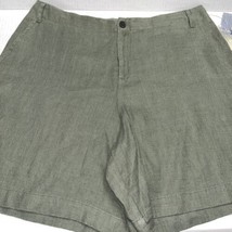 Philippe Adec Jeans Women&#39;s Shorts Olive Green Linen Size 12 NWT - £36.70 GBP