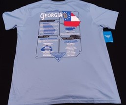 Columbia PFG Fishing Georgia Short Sleeve Graphic T-Shirt Men&#39;s Blue Bass New - £14.54 GBP