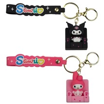 Hello Kitty Kuromi &amp; My Melody Sitting on a Sofa 2&quot; 3D Character Keychains - $17.52