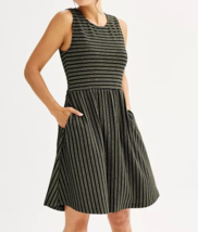 Draper James RSVP Sleeveless Black Gold Metallic Stripe Knit Dress Size ... - $24.99
