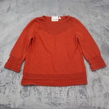Field Flower Sweater Women Small Red Casual Lightweight Crewneck Loose Knit Hem - £20.51 GBP
