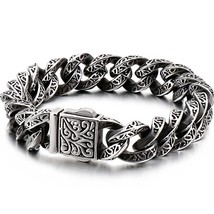 Gothic Skull Head Chain Bracelet For Men Stainless Steel Bikers Charm Bracelet H - £26.28 GBP