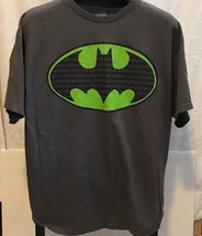 Batman Vintage Style Green Logo Dc Comics XL Gray T-Shirt Men&#39;s Short Sl... - £19.45 GBP