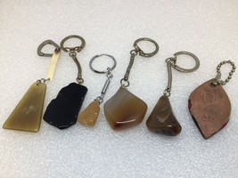 Collection Of 6 Different Rock Stone Keychains Ensemble De 6 Porte-Clés Pierre - £6.60 GBP