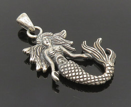 925 Sterling Silver - Vintage Sculpted Mermaid Siren Charm Pendant - PT20417 - £24.54 GBP