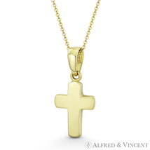 Latin Crucifix Catholic Rounded-Edge Cross Charm 20x9mm 14k Yellow Gold Pendant - £104.46 GBP+